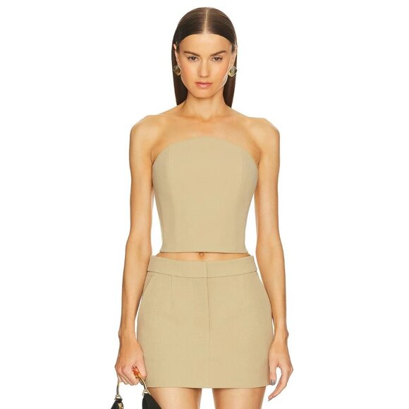 Sans Faff Half Moon Corset Top Camel S - Picture 4 of 9